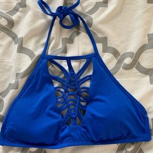 BECCA Blue halter bikini top